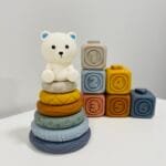 Sensoriniai žaislai Silikoninis rinkinys “Meškučio kaladėlės” LEAN TOYS