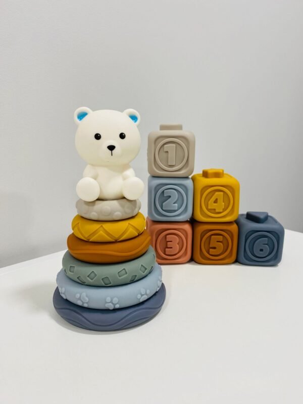 Sensoriniai žaislai Silikoninis rinkinys “Meškučio kaladėlės” LEAN TOYS